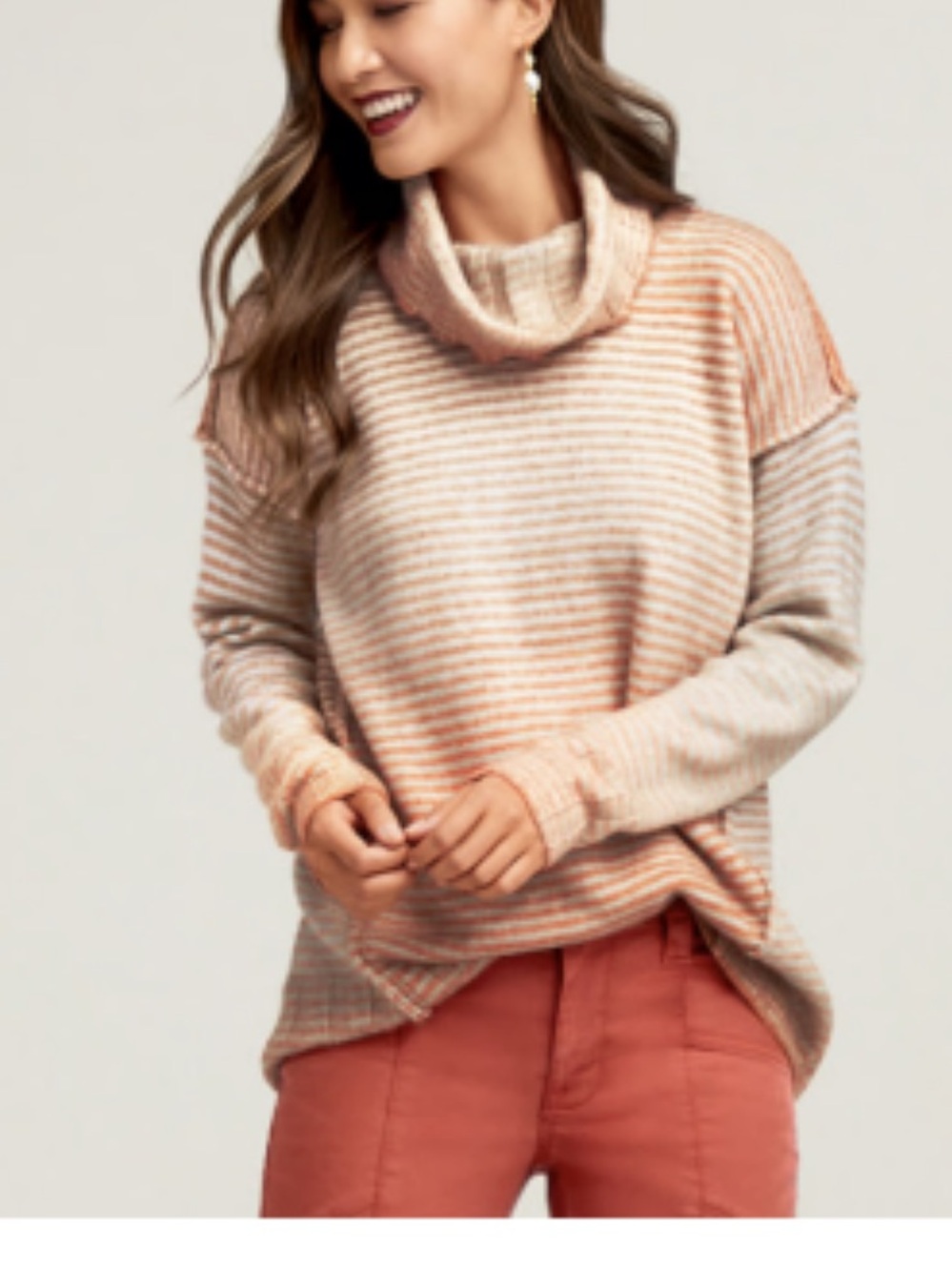 Cabi Ombré Striped Pullover Cowl Neck Sweater Small